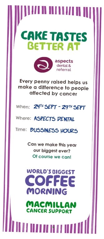 Aspects Dental In Milton Keynes To Host MacMillan Cancer Support Coffee Morning