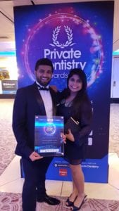 Dr. Viren Patel Collecting Our Award Last Year - Private Dentistry Awards 2018 - Private Dentist Milton Keynes - Aspects Dental