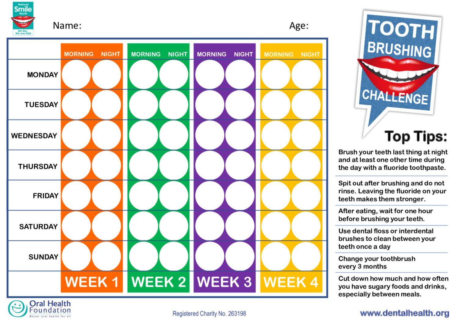 Brush Your Teeth Chart Free Printable