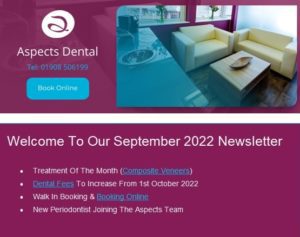 Milton Keynes Dentist Monthly Email Newsletter September 2022