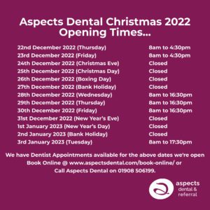 Milton Keynes Dentist Open Over Christmas 2022 - Emergency Dentist Milton Keynes - Aspects Dental Christmas Opening Times