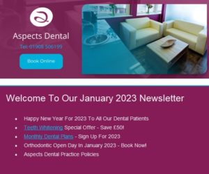 Milton Keynes Dentist Monthly Email Newsletter January 2023