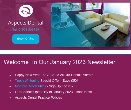 Milton Keynes Dentist Monthly Email Newsletter January 2023